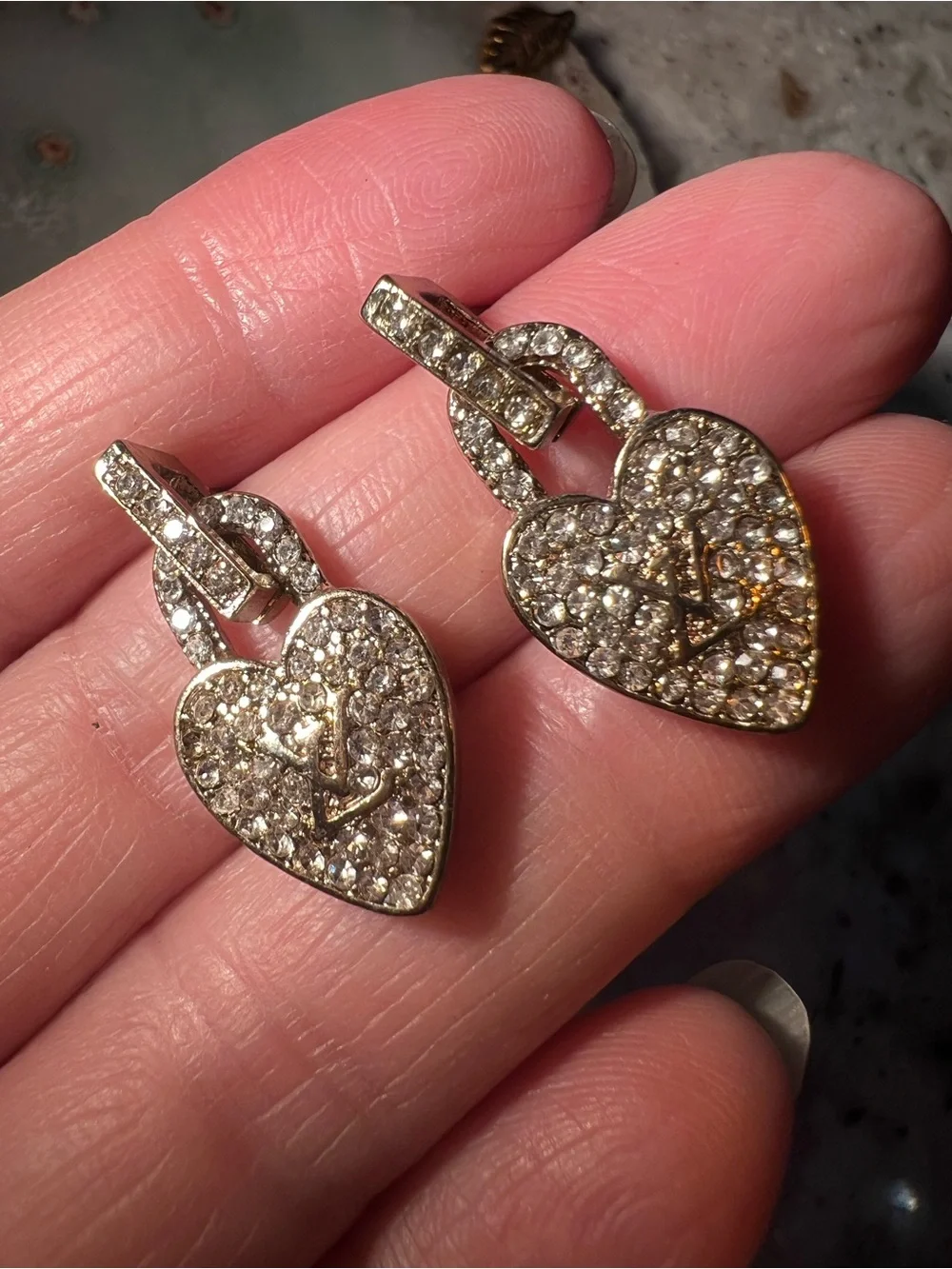 Pavé Heart Lock Drop Earrings NEW